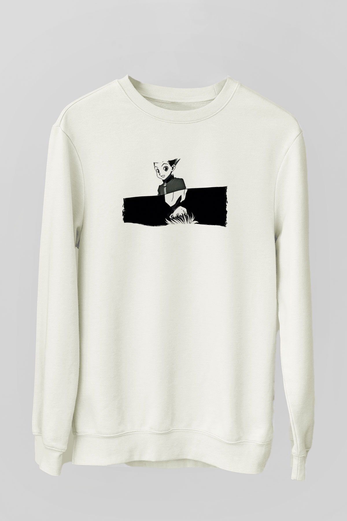 Hunter X Hunter Baskılı Beyaz Unisex Sweatshirt