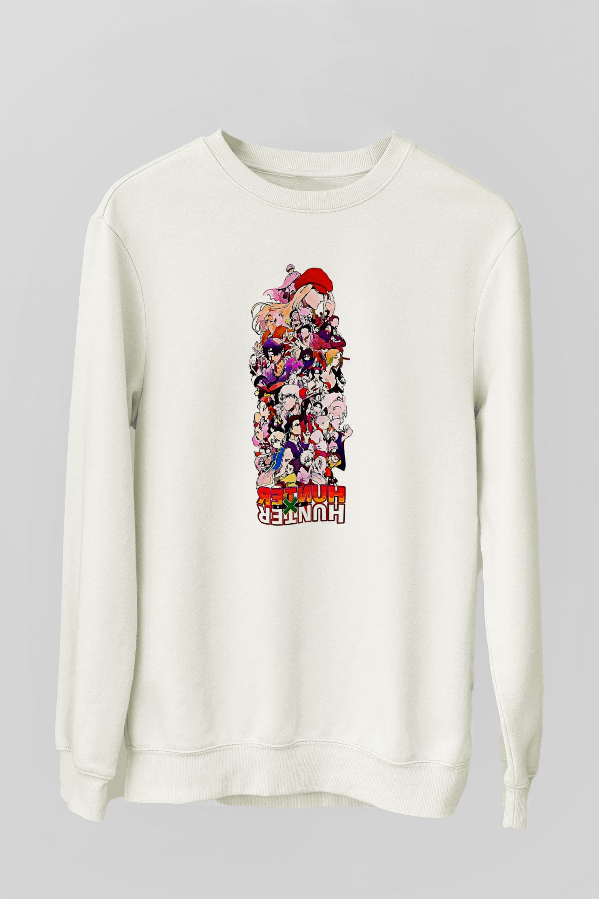Hunter X Hunter Baskılı Beyaz Unisex Sweatshirt