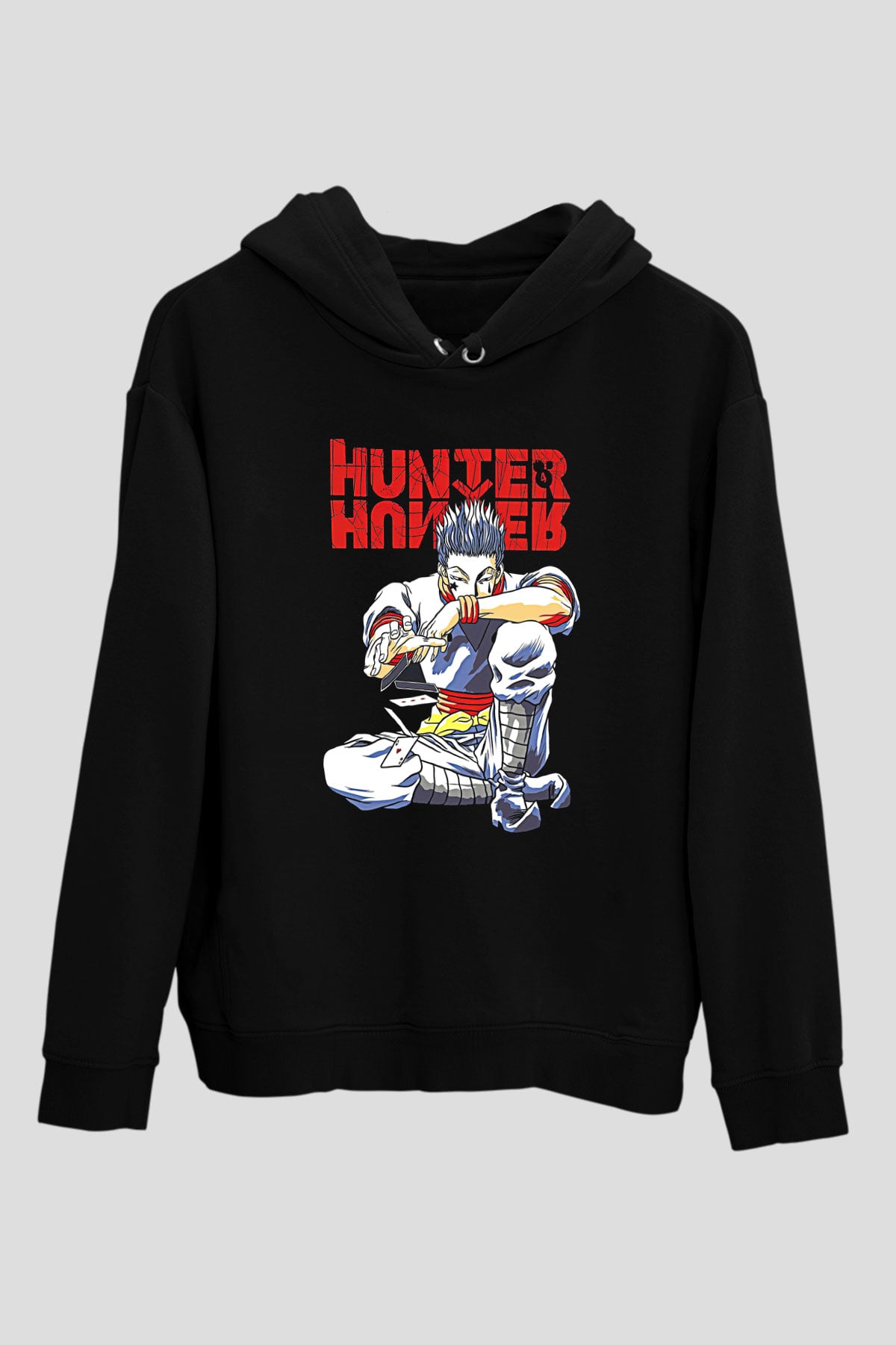 Hunter X Hunter Baskılı Unisex Siyah Hoodie
