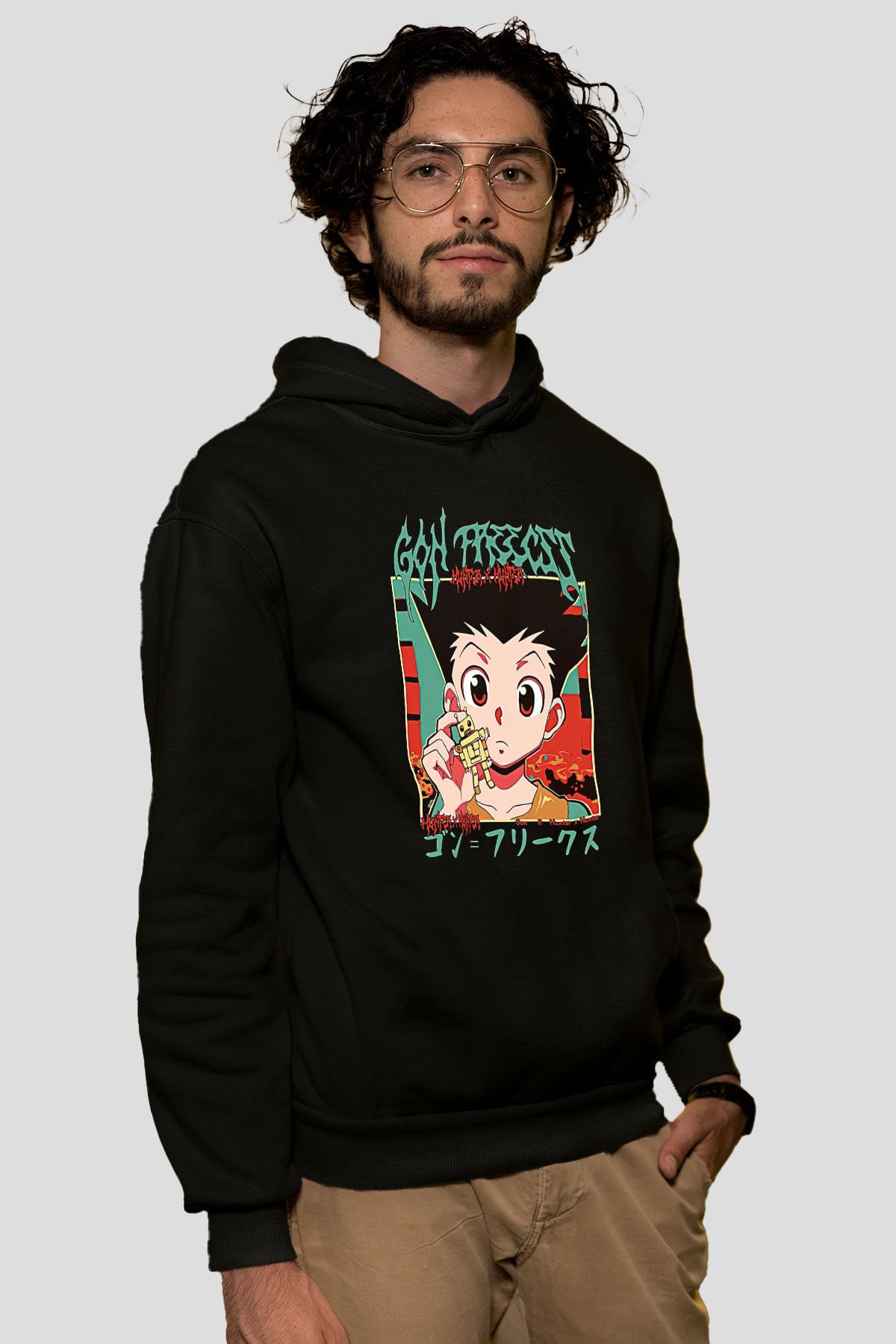 Hunter X Hunter Baskılı Unisex Siyah Hoodie