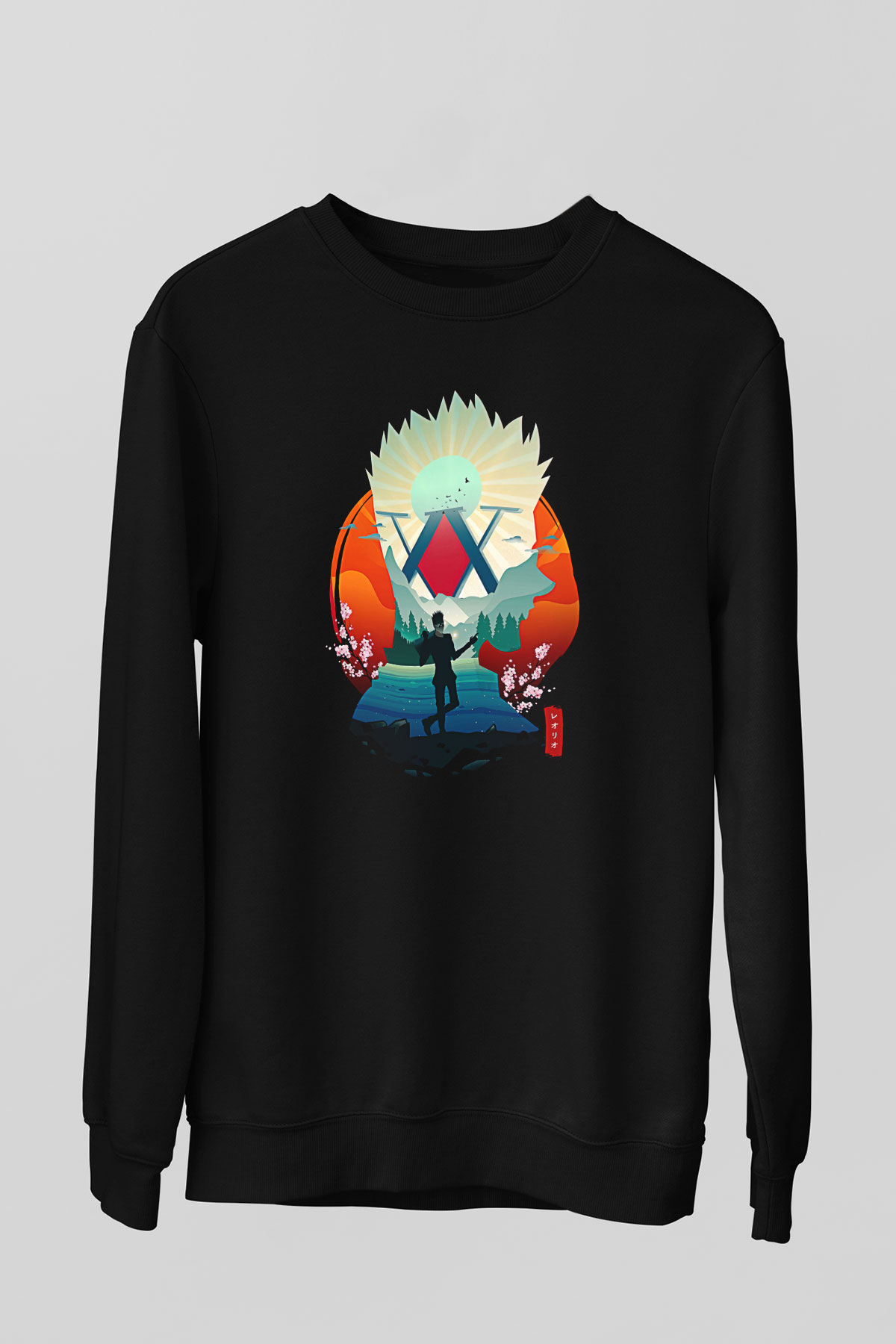 Hunter X Hunter Baskılı Unisex Siyah Sweatshirt