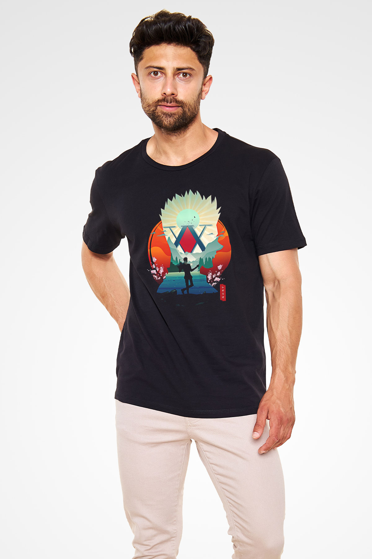 Hunter X Hunter Baskılı Unisex Siyah Tişört - Tshirt