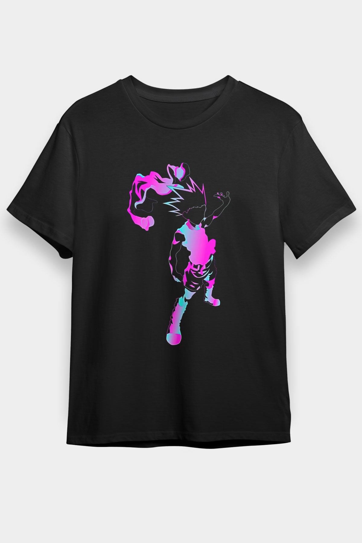 Hunter X Hunter Baskılı Unisex Siyah Tişört - Tshirt