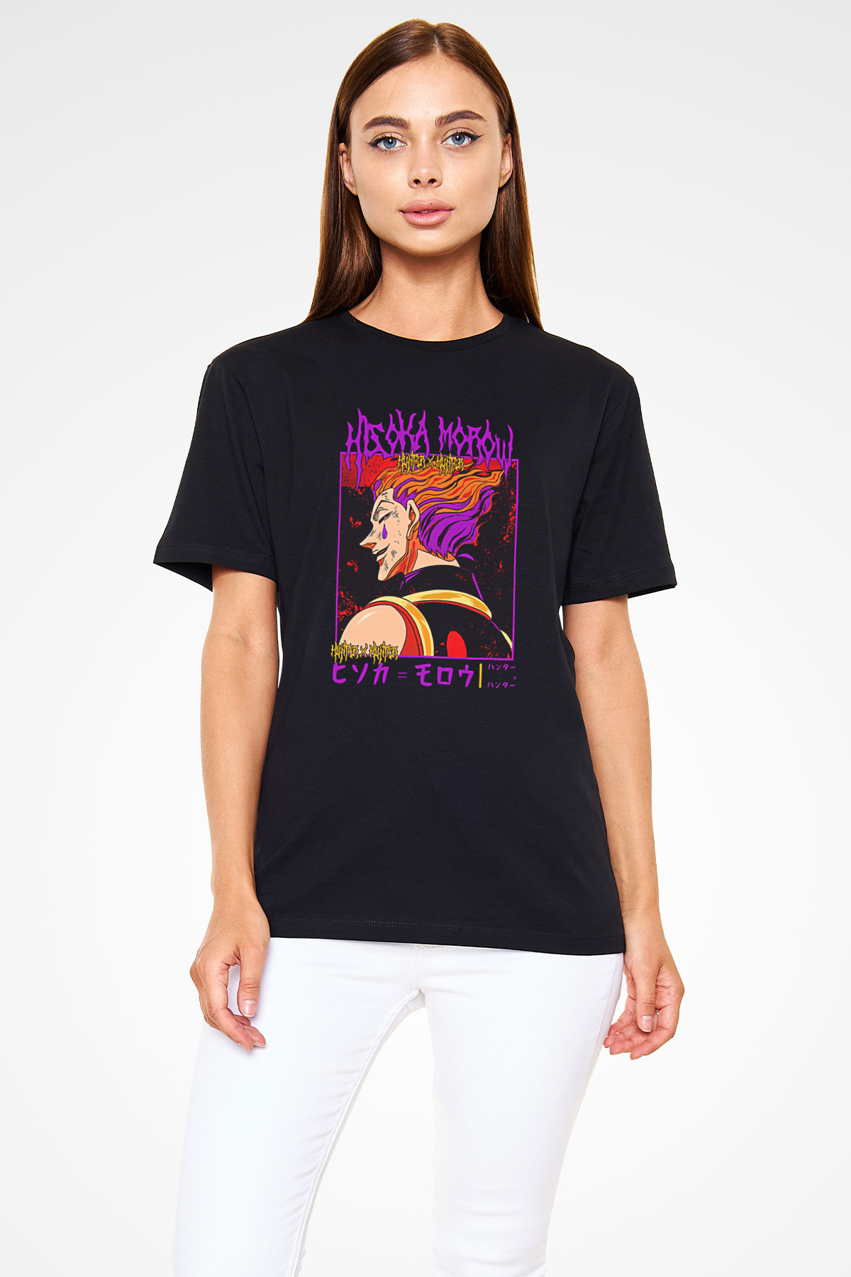 Hunter X Hunter Baskılı Unisex Siyah Tişört - Tshirt