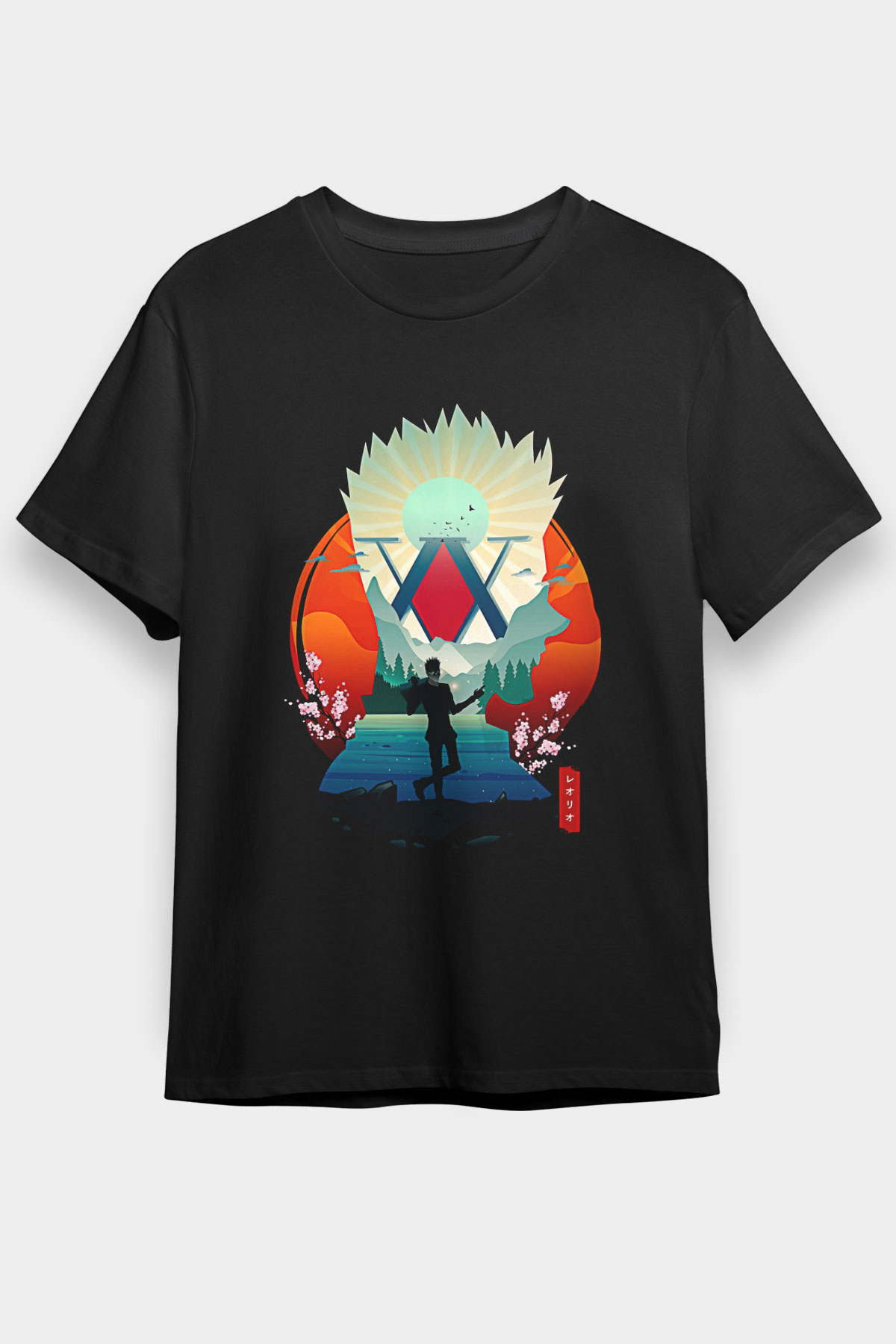 Hunter X Hunter Baskılı Unisex Siyah Tişört - Tshirt