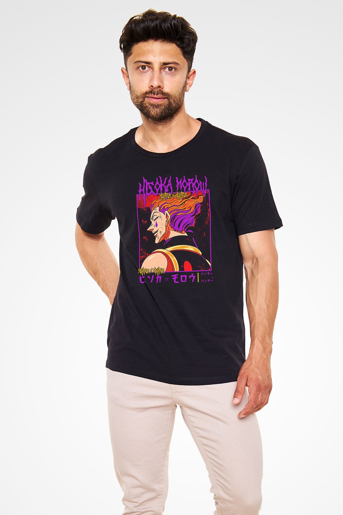 Hunter X Hunter Baskılı Unisex Siyah Tişört - Tshirt