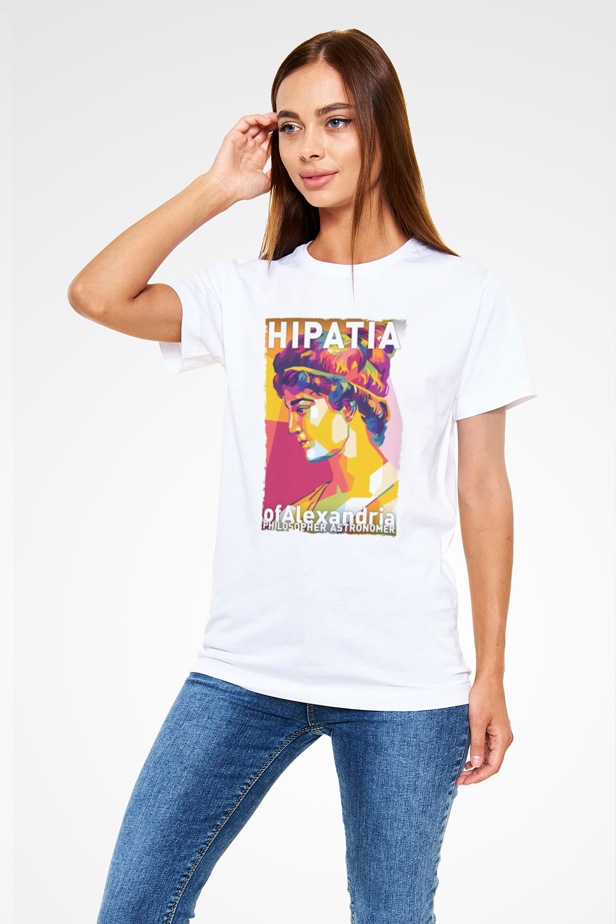Hypatia of Alexandria Baskılı Unisex Beyaz Tişört - Tshirt
