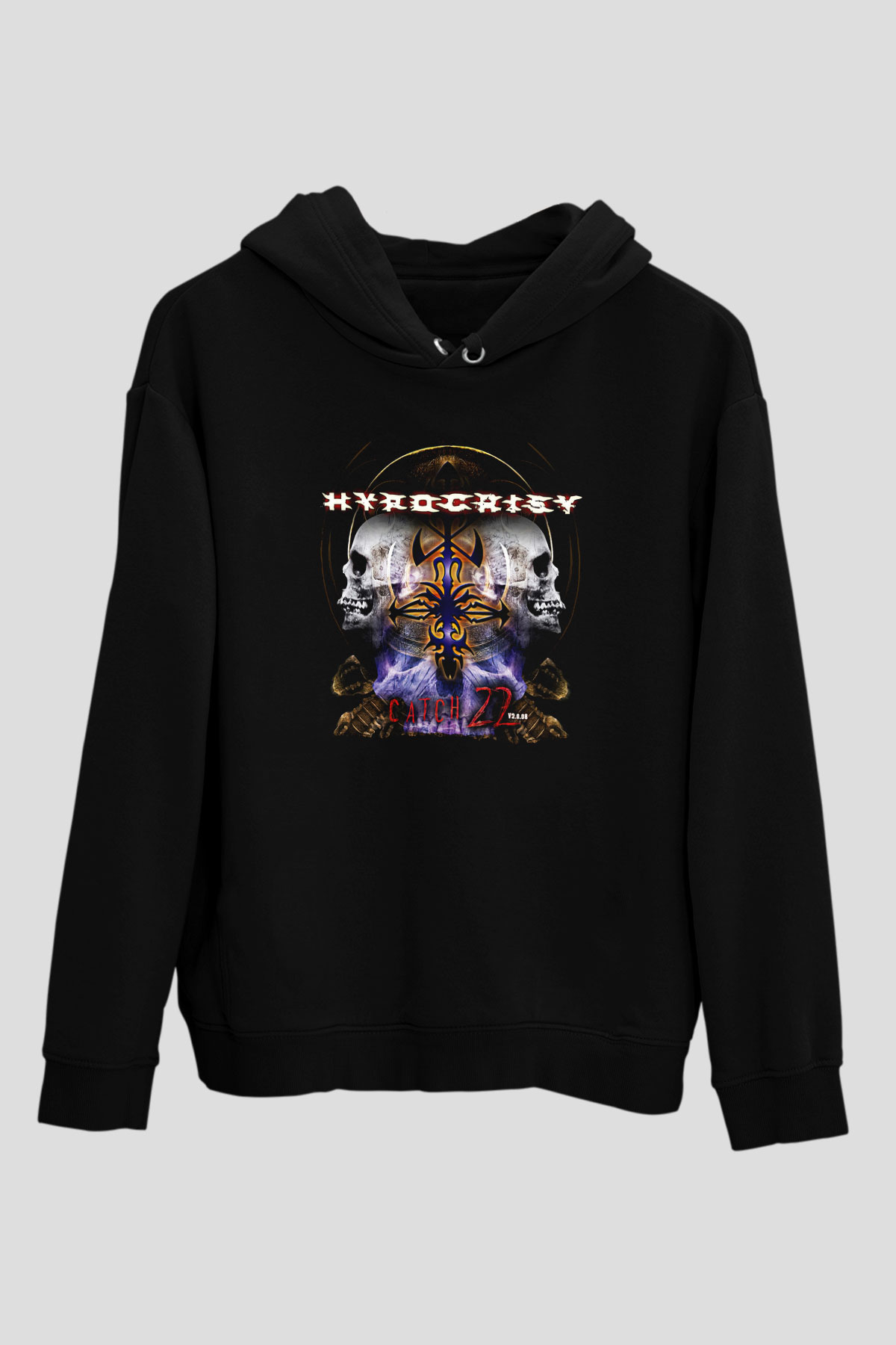 Hypocrispy Baskılı Unisex Siyah Kapüşonlu Sweatshirt
