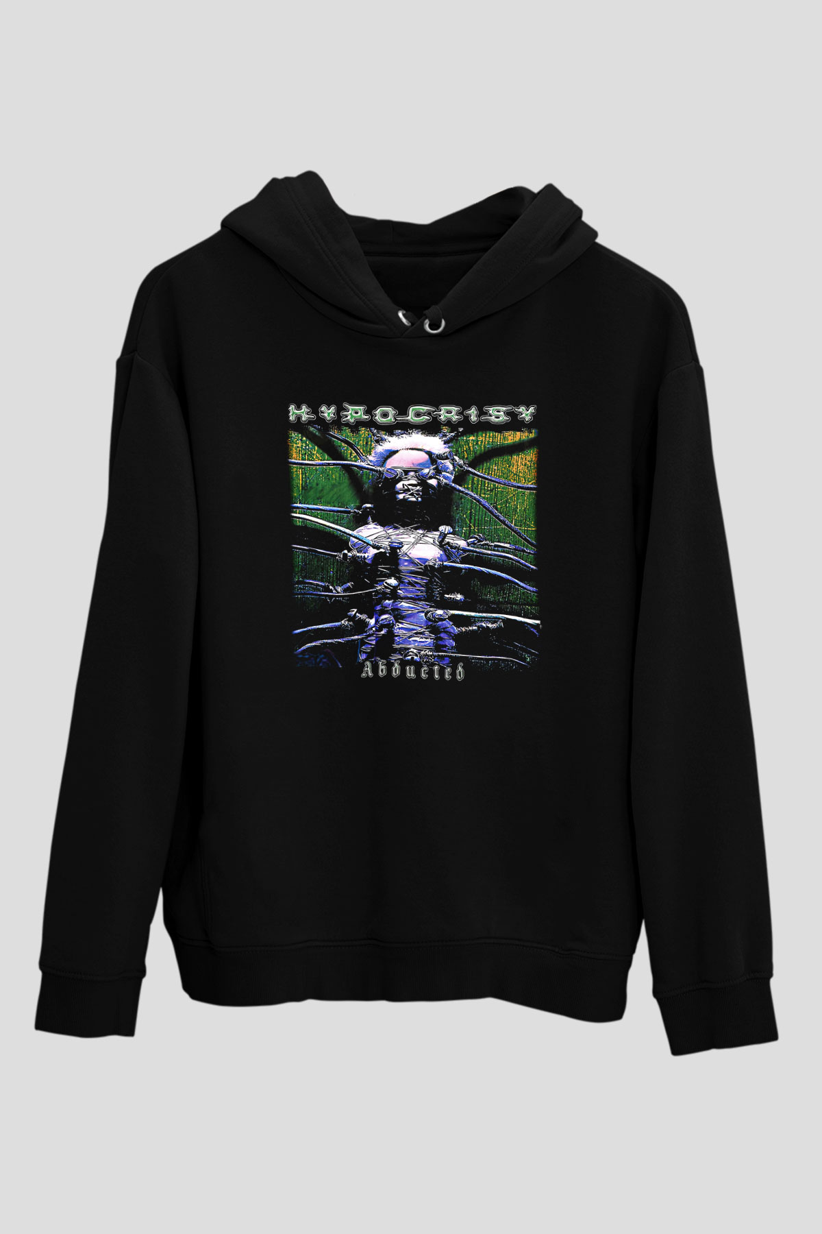 Hypocrispy Baskılı Unisex Siyah Kapüşonlu Sweatshirt