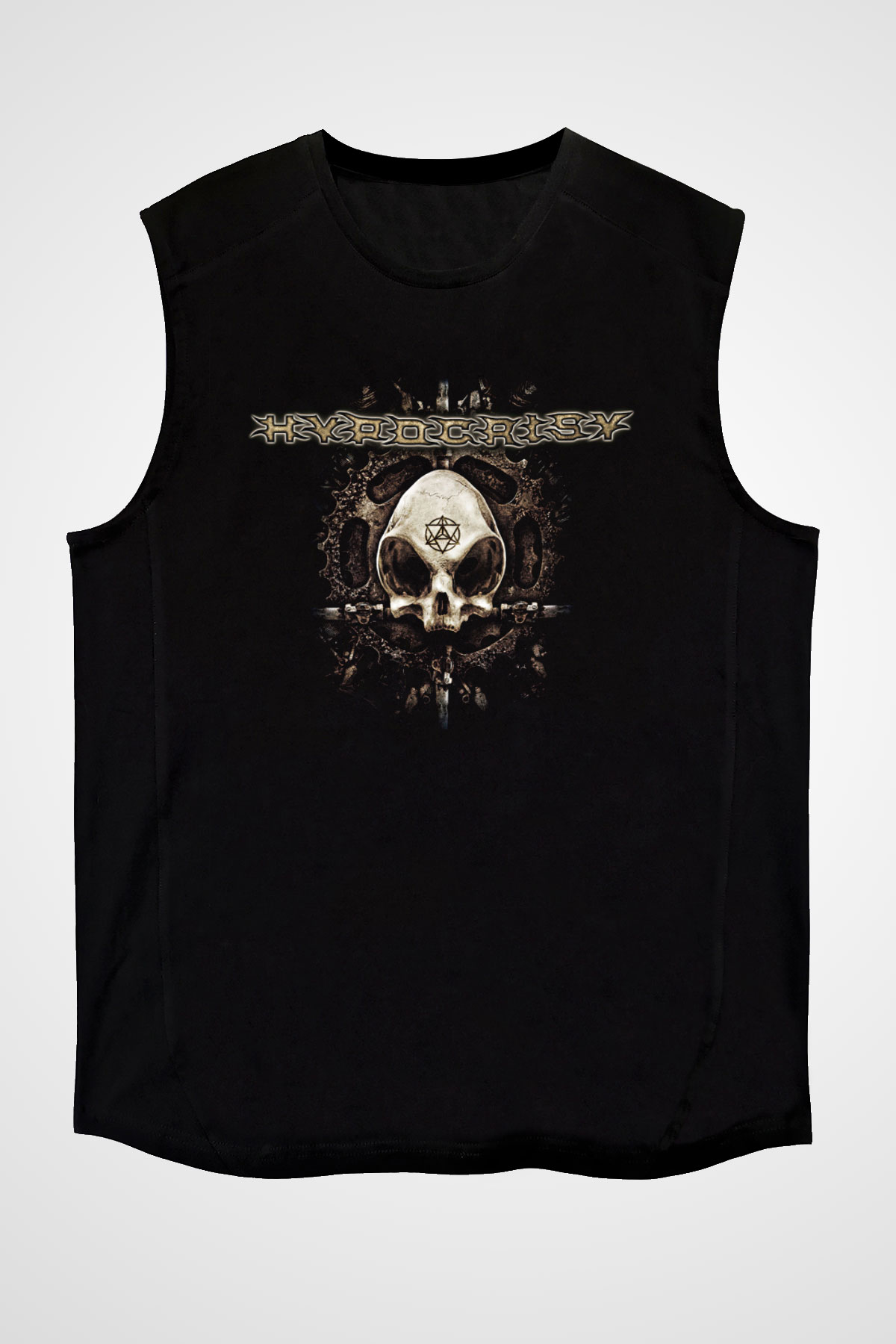 Hypocrispy Baskılı Unisex Siyah Kolsuz Tişört - Tshirt