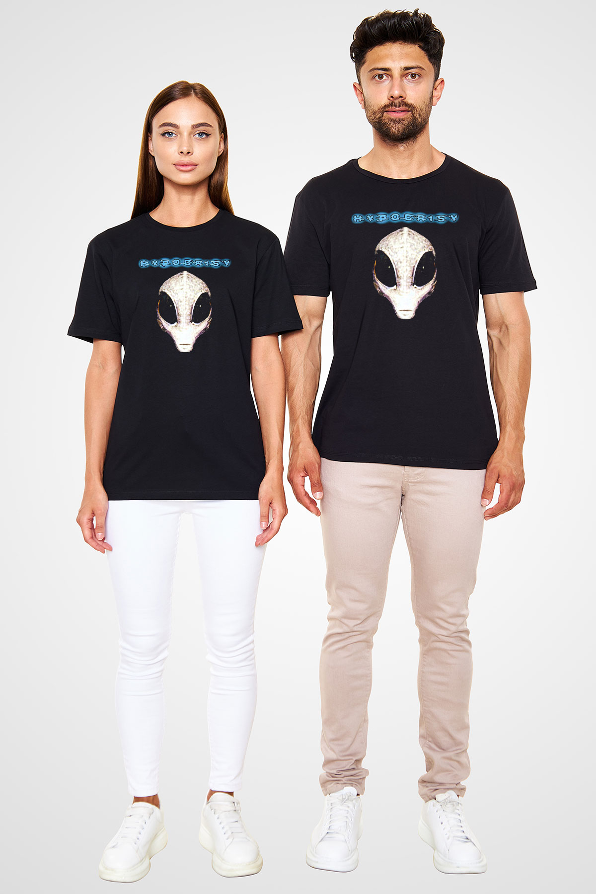 Hypocrispy Baskılı Unisex Siyah Tişört - Tshirt