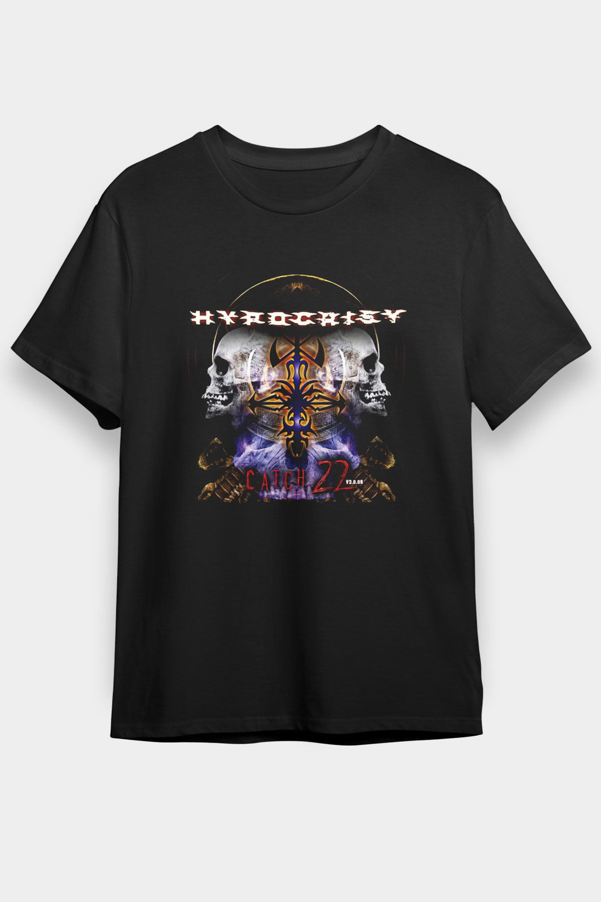 Hypocrispy Baskılı Unisex Siyah Tişört - Tshirt