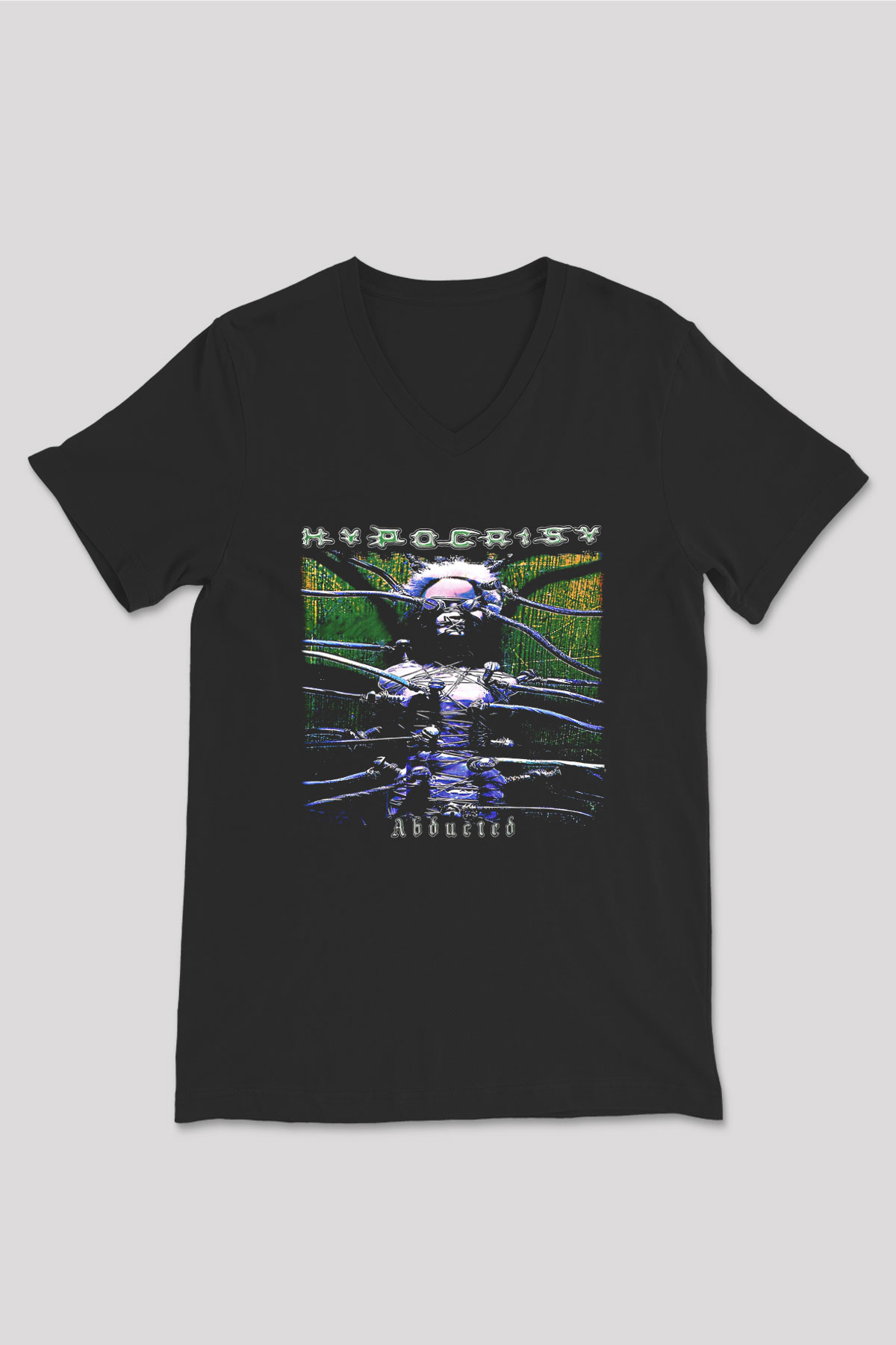 Hypocrispy Baskılı Unisex Siyah V Yaka Tişört - Tshirt