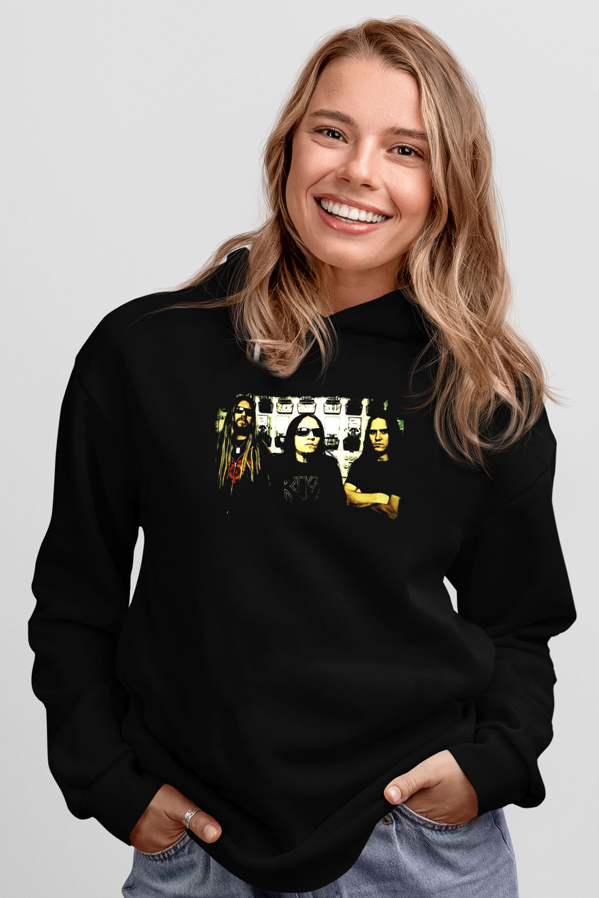 Hypocrisy Baskılı Unisex Siyah Kapüşonlu Sweatshirt
