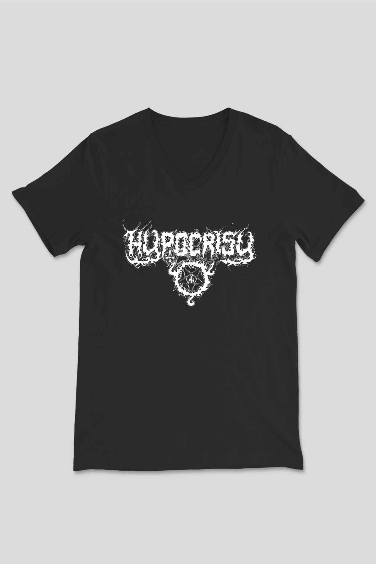 Hypocrisy Baskılı Unisex Siyah V Yaka Tişört - Tshirt