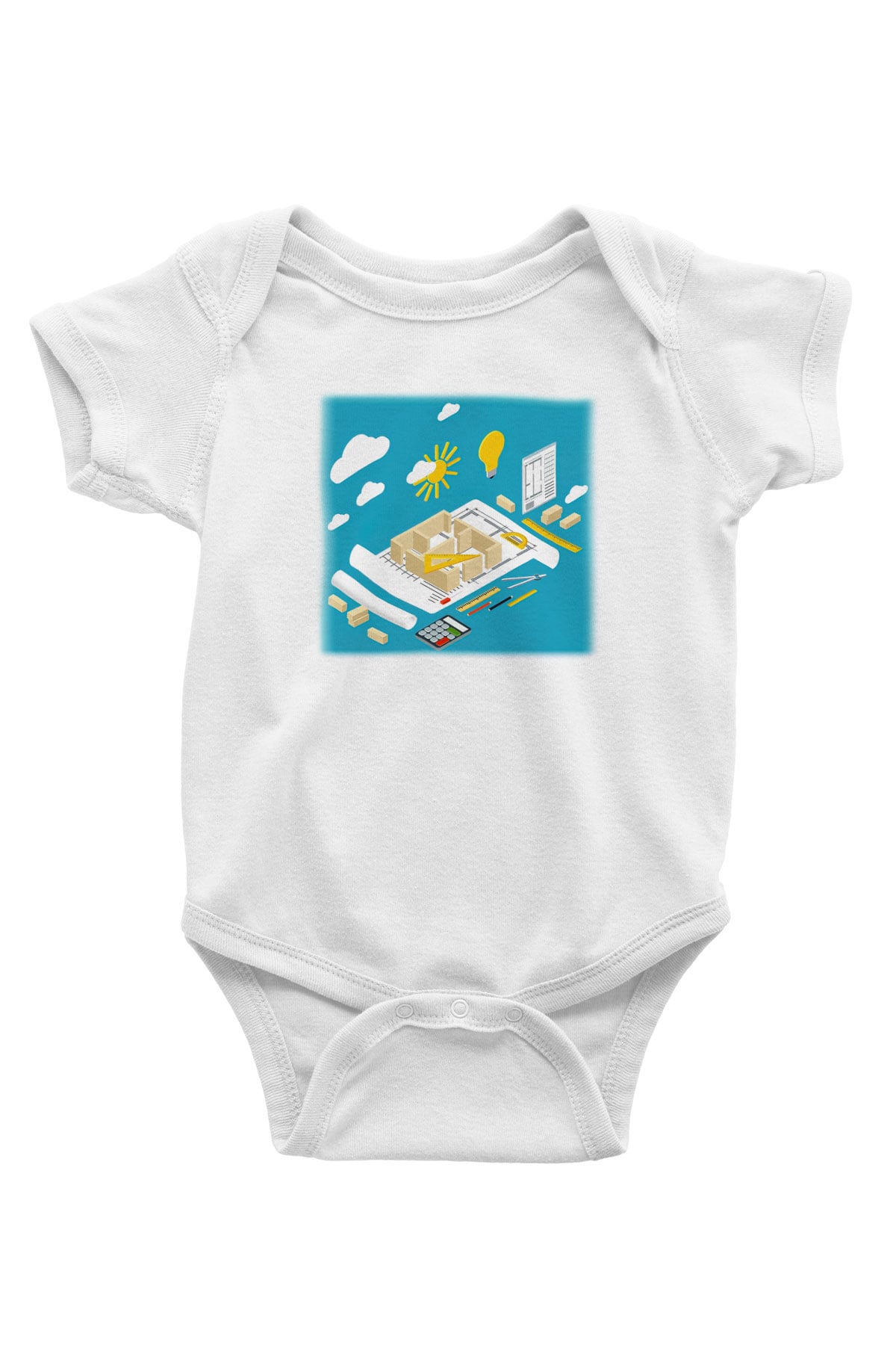 İç mimar Baskılı Beyaz Unisex Bebek Body - Zıbın