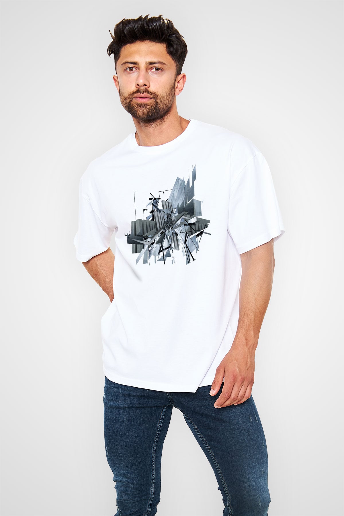 İç mimar Beyaz Unisex Oversize Tişört T-Shirt
