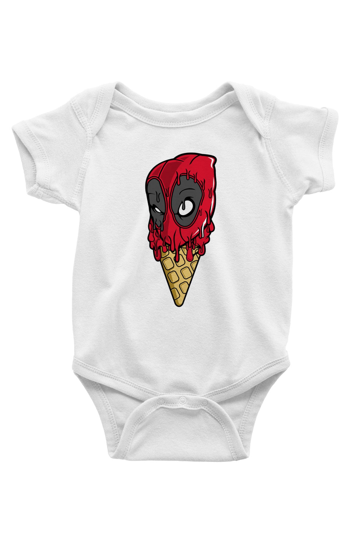 Ice Cream Dead Baskılı Unisex Beyaz Bebek Body - Zıbın