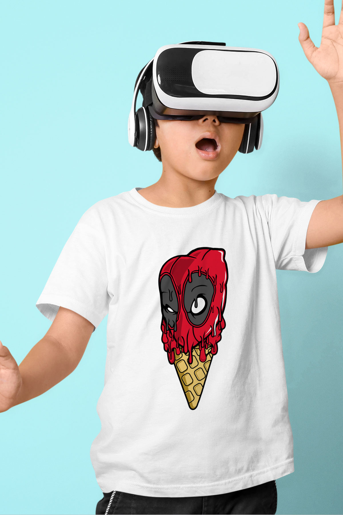 Ice Cream Dead Baskılı Unisex Beyaz Çocuk Tişört