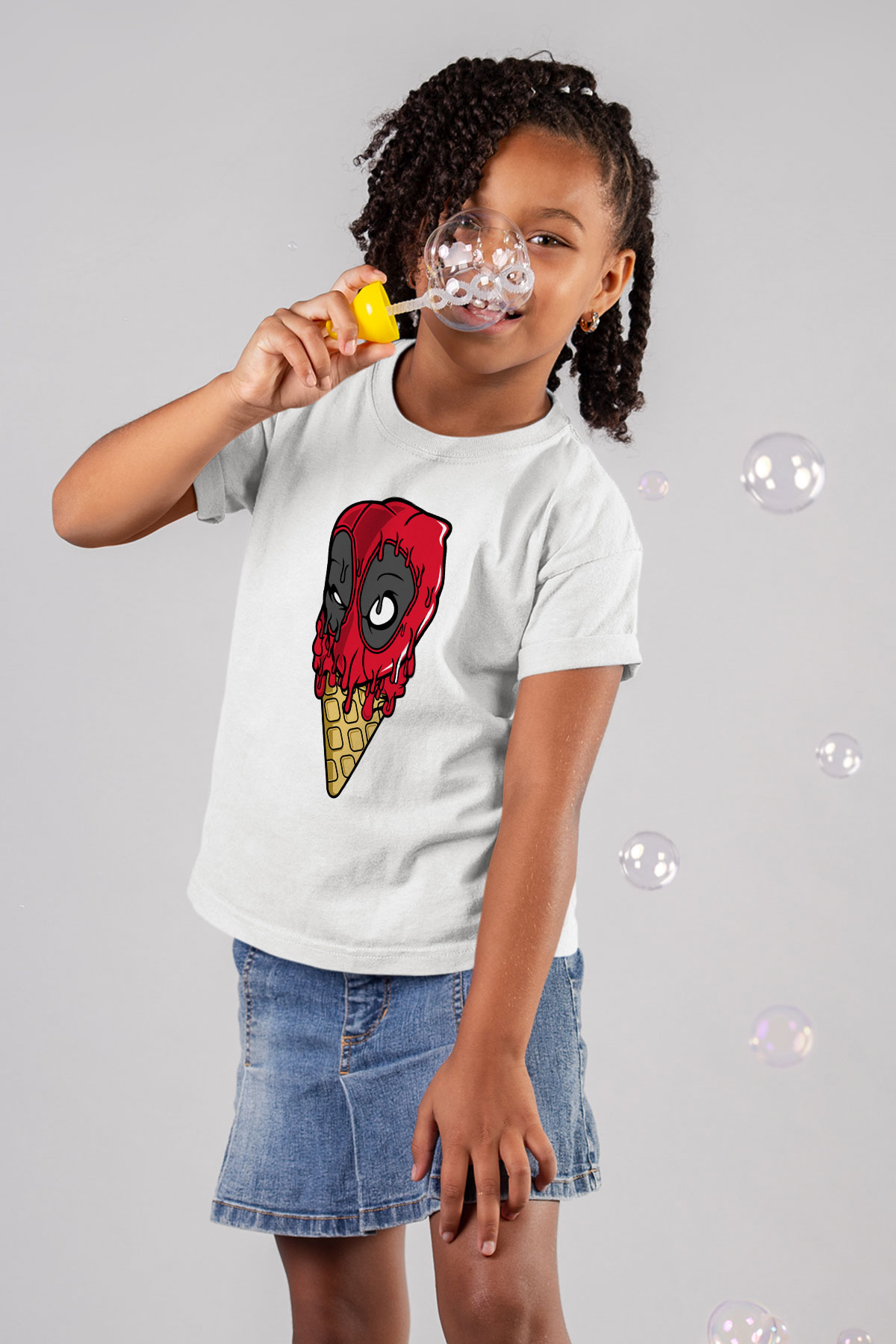 Ice Cream Dead Baskılı Unisex Beyaz Çocuk Tişört