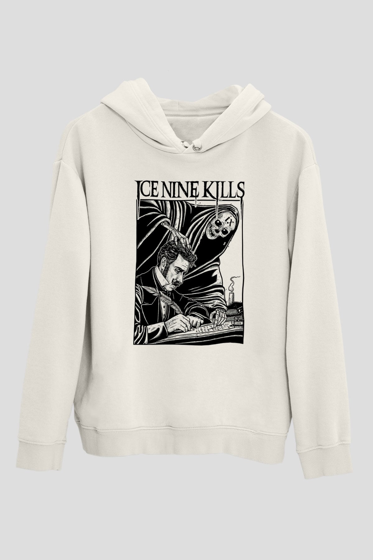 Ice Nine Kills Baskılı Beyaz Unisex Kapüşonlu Sweatshirt