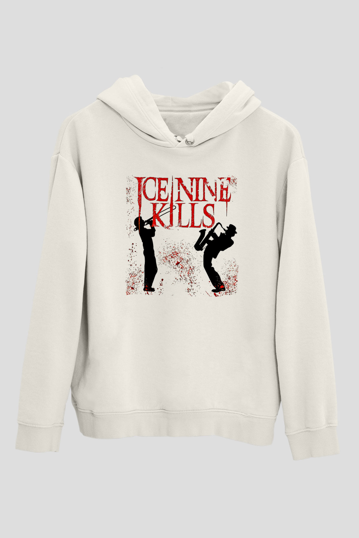 Ice Nine Kills Baskılı Beyaz Unisex Kapüşonlu Sweatshirt