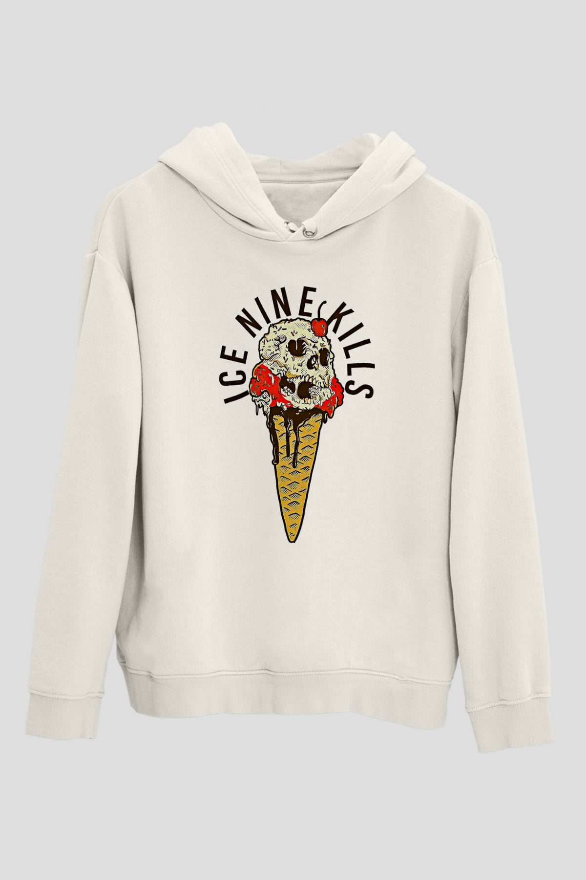 Ice Nine Kills Baskılı Beyaz Unisex Kapüşonlu Sweatshirt