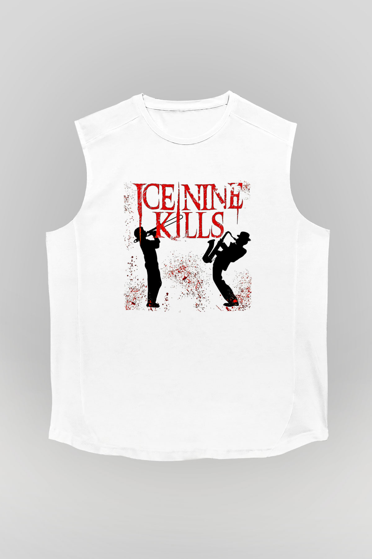 Ice Nine Kills Baskılı Beyaz Unisex Kolsuz Tişört - Tshirt