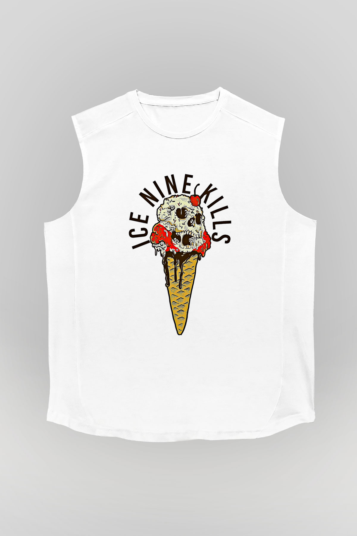 Ice Nine Kills Baskılı Beyaz Unisex Kolsuz Tişört - Tshirt