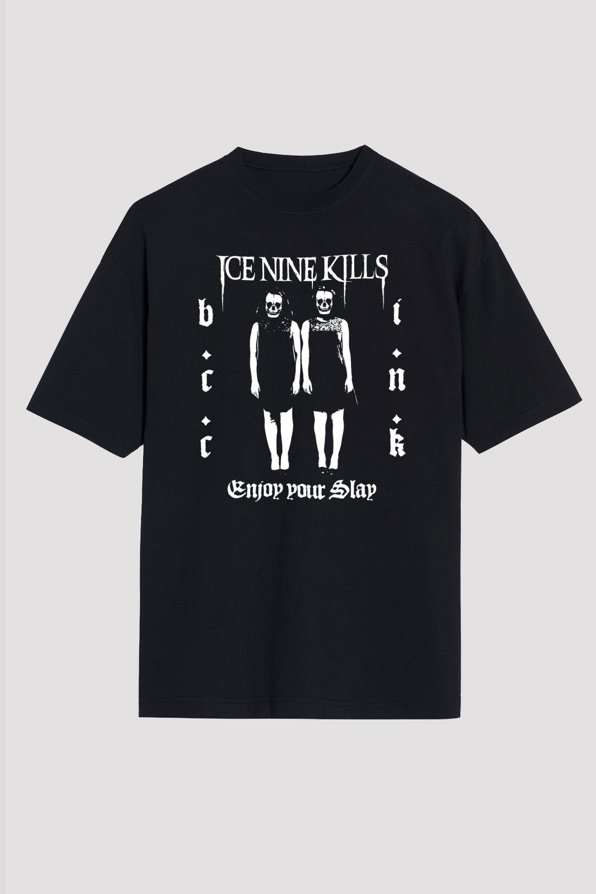 Ice Nine Kills Baskılı Unisex Siyah Oversize Tişört - Tshirt