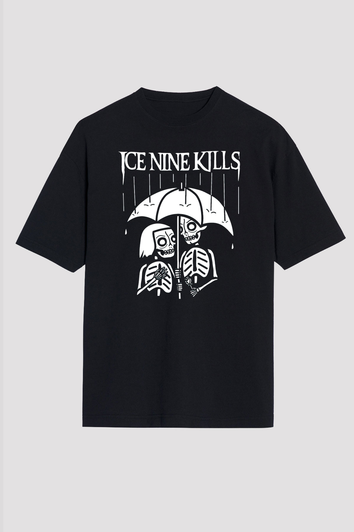 Ice Nine Kills Baskılı Unisex Siyah Oversize Tişört - Tshirt