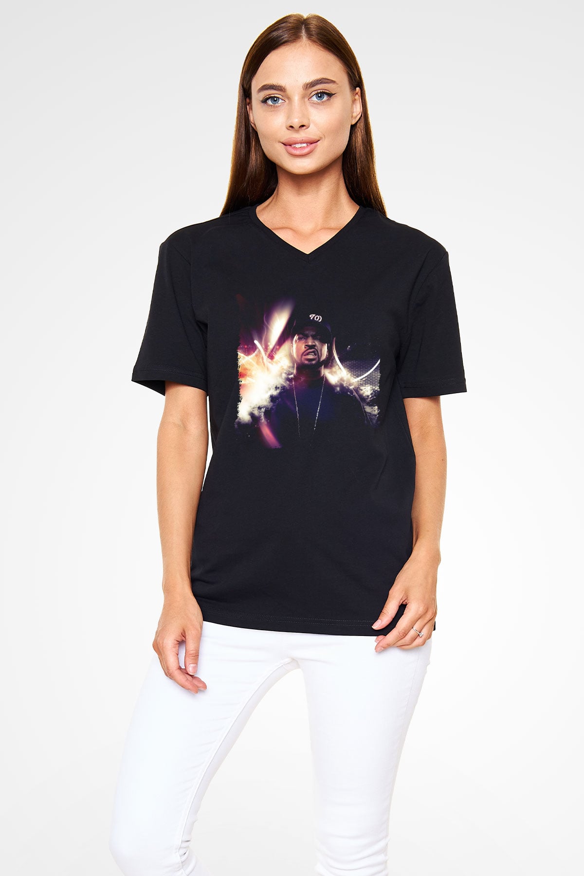 Ice-T Siyah Unisex V Yaka Tişört