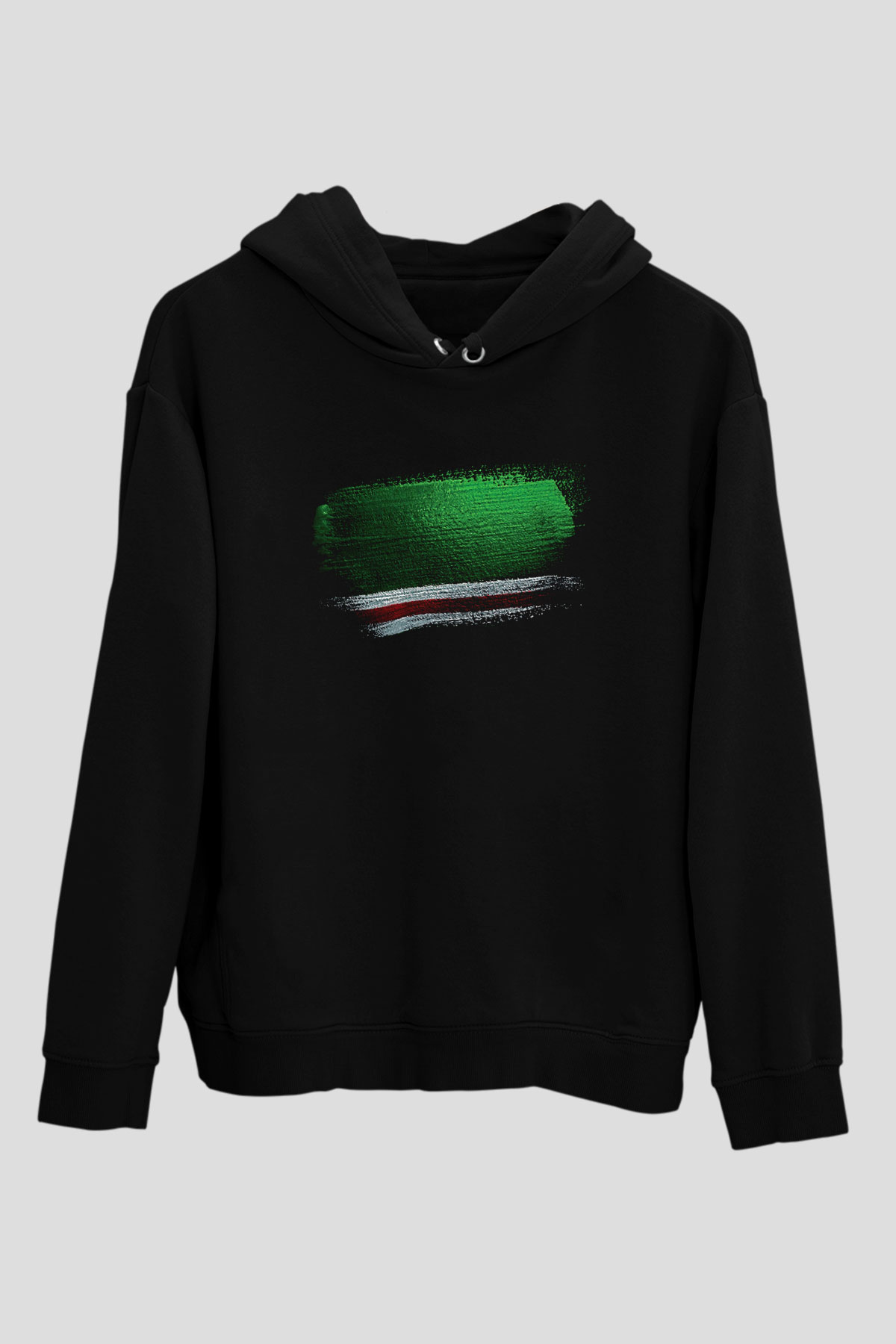 İçkerya Çeçen Cumhuriyeti - Chechen Republic İchkeria Bayrağı Baskılı Unisex Siyah Hoodie