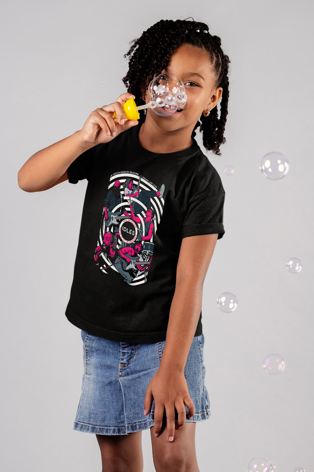 Idles Baskılı Unisex Siyah Çocuk Tişört - Tshirt