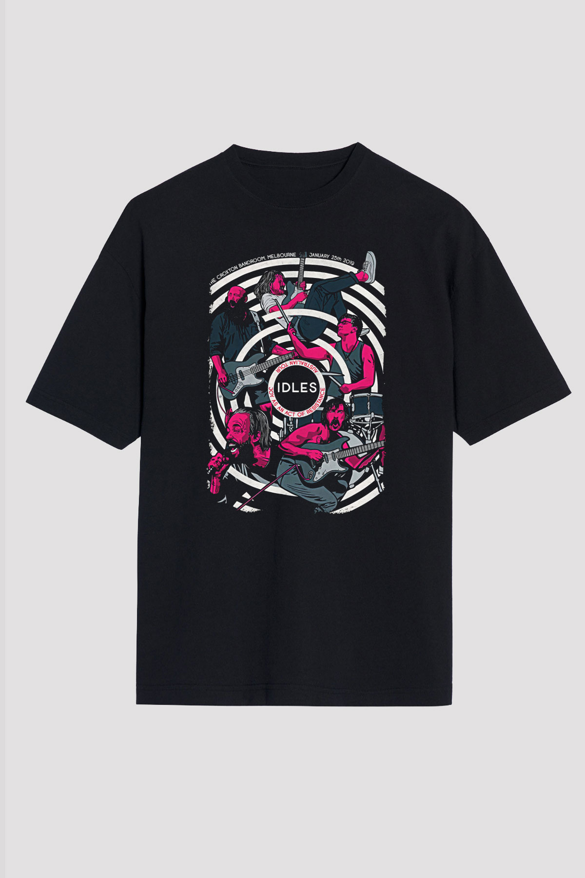 Idles Baskılı Unisex Siyah Oversize Tişört - Tshirt