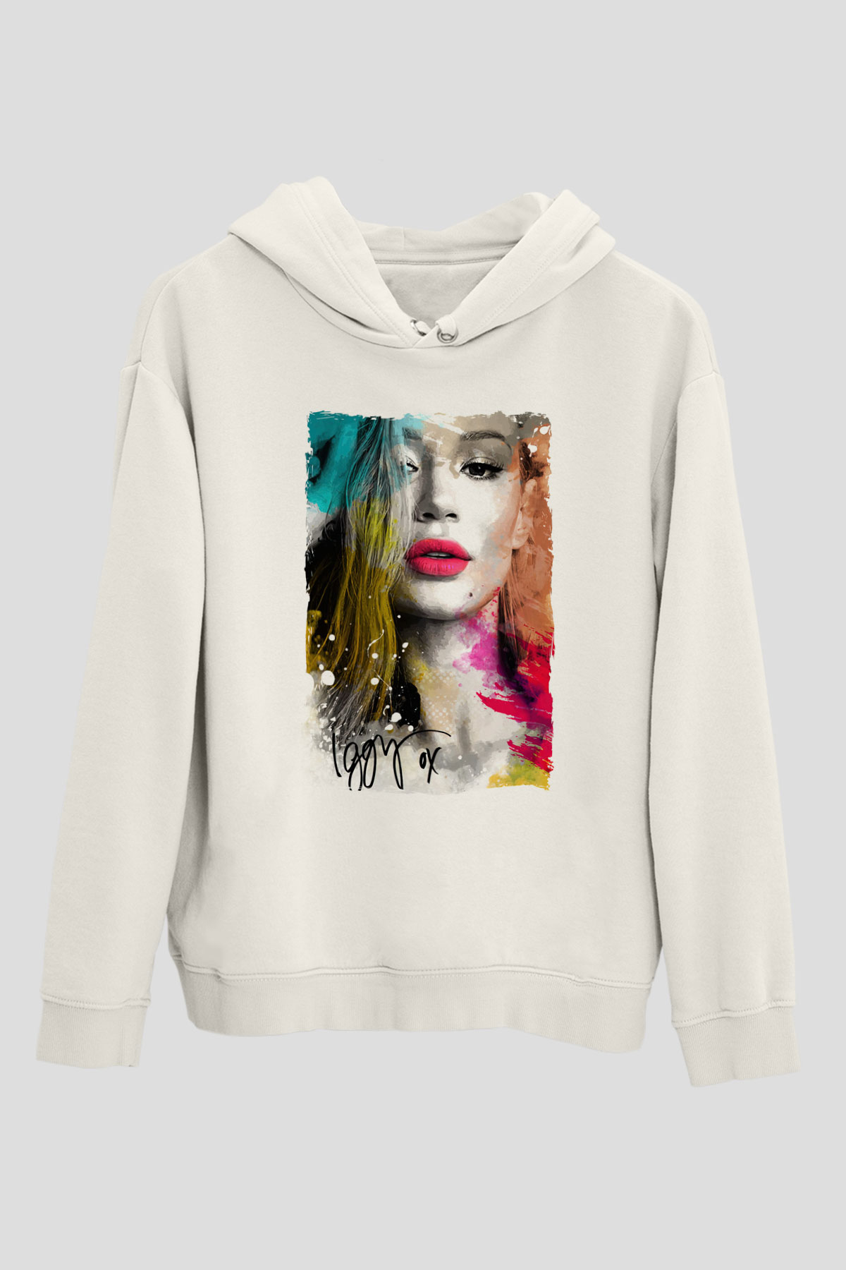 Iggy Azalea Beyaz Unisex Kapüşonlu Sweatshirt