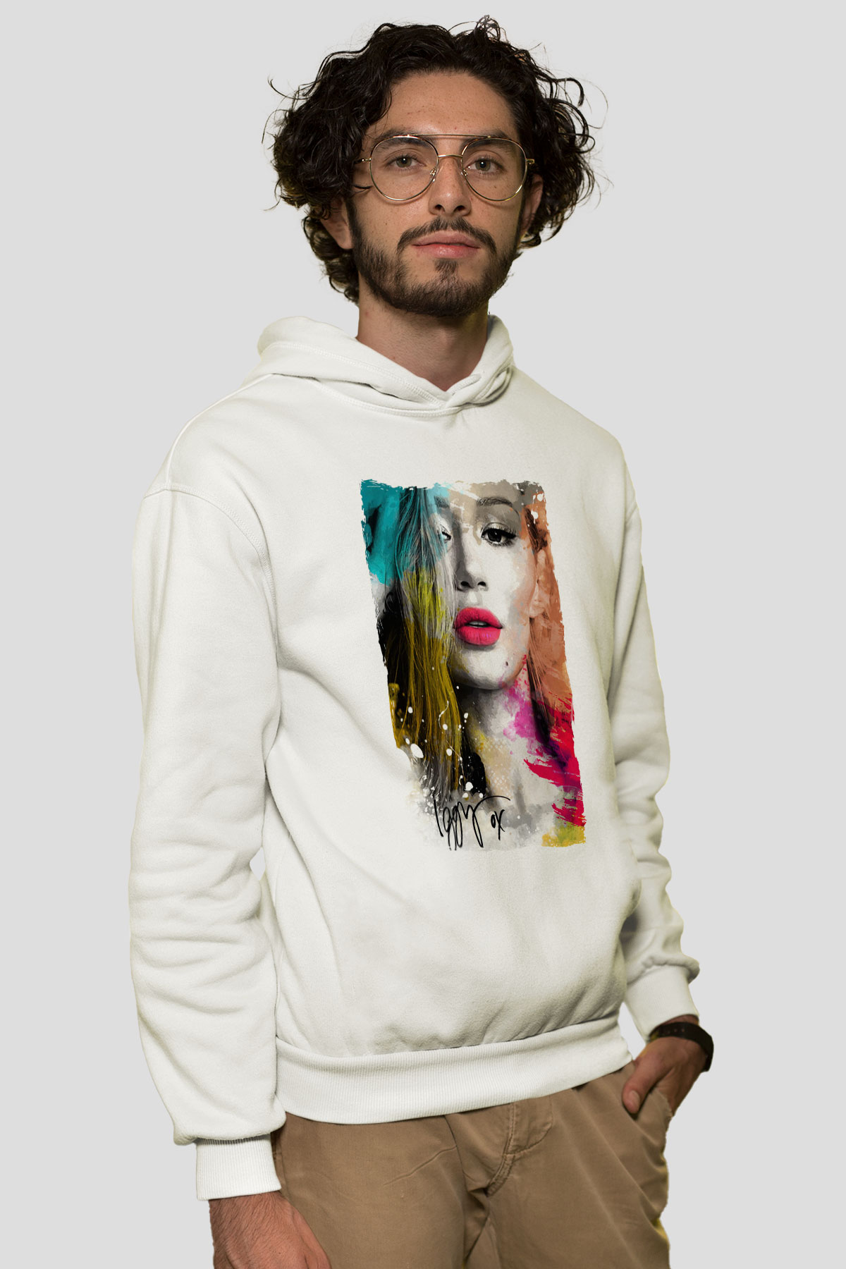 Iggy Azalea Beyaz Unisex Kapüşonlu Sweatshirt