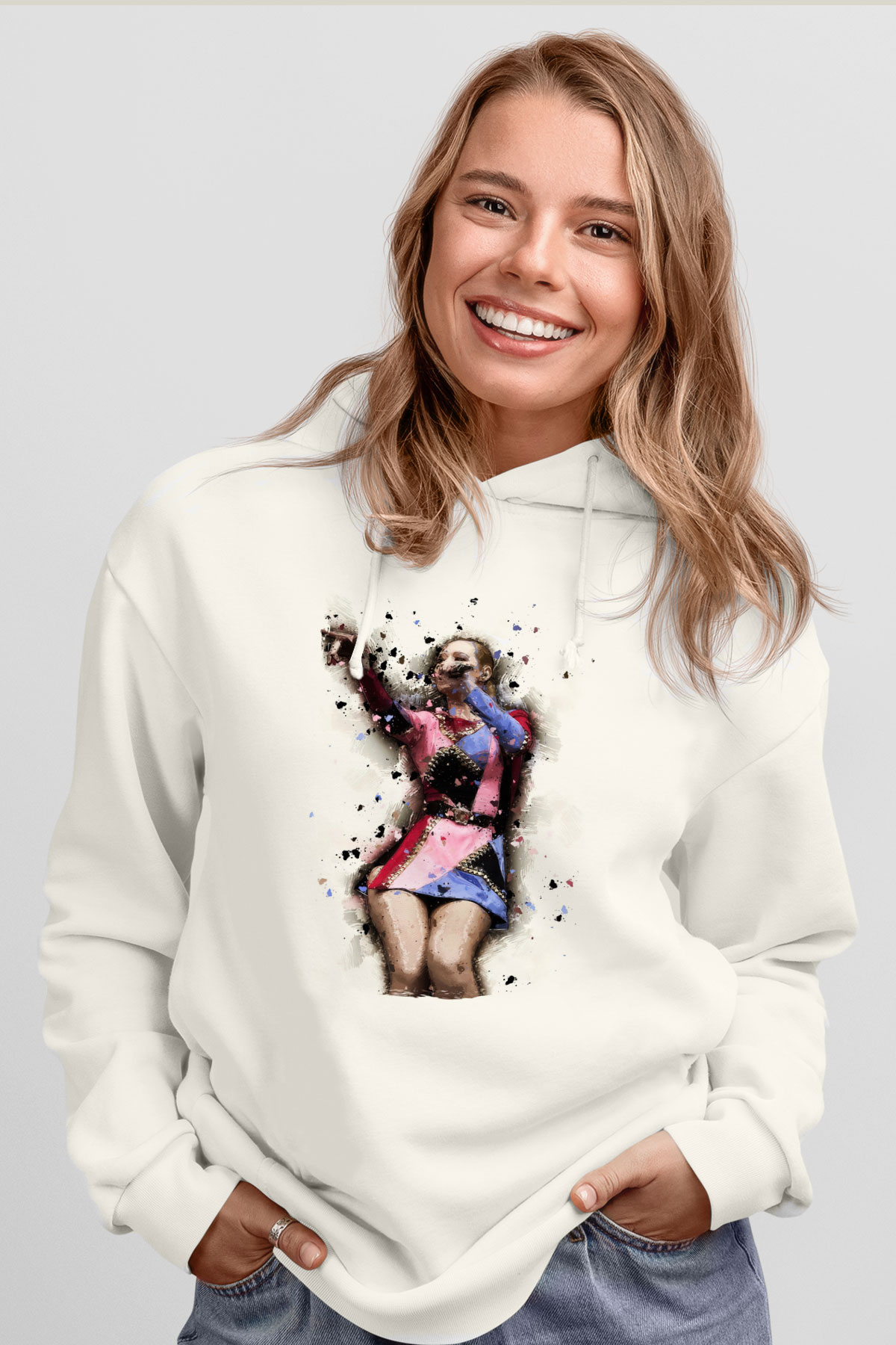 Iggy Azalea Beyaz Unisex Kapüşonlu Sweatshirt
