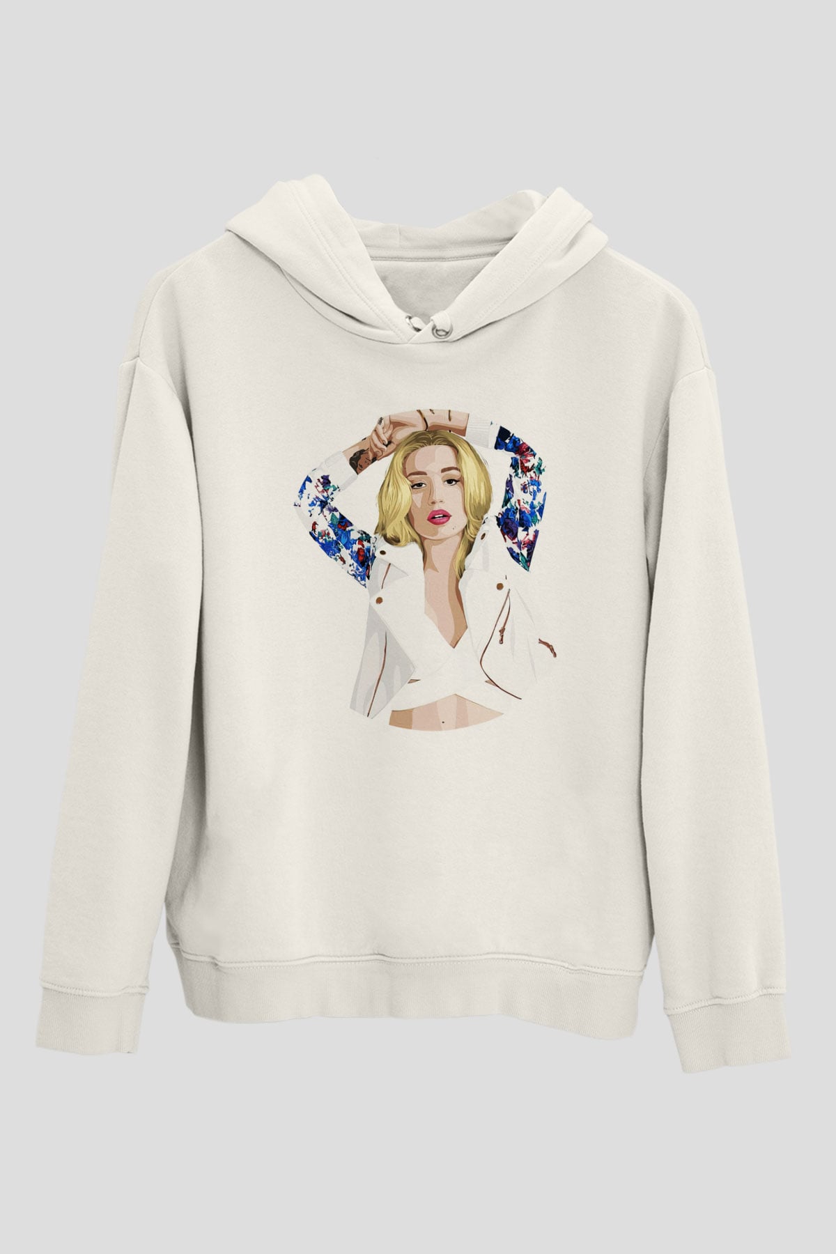 Iggy Azalea Beyaz Unisex Kapüşonlu Sweatshirt