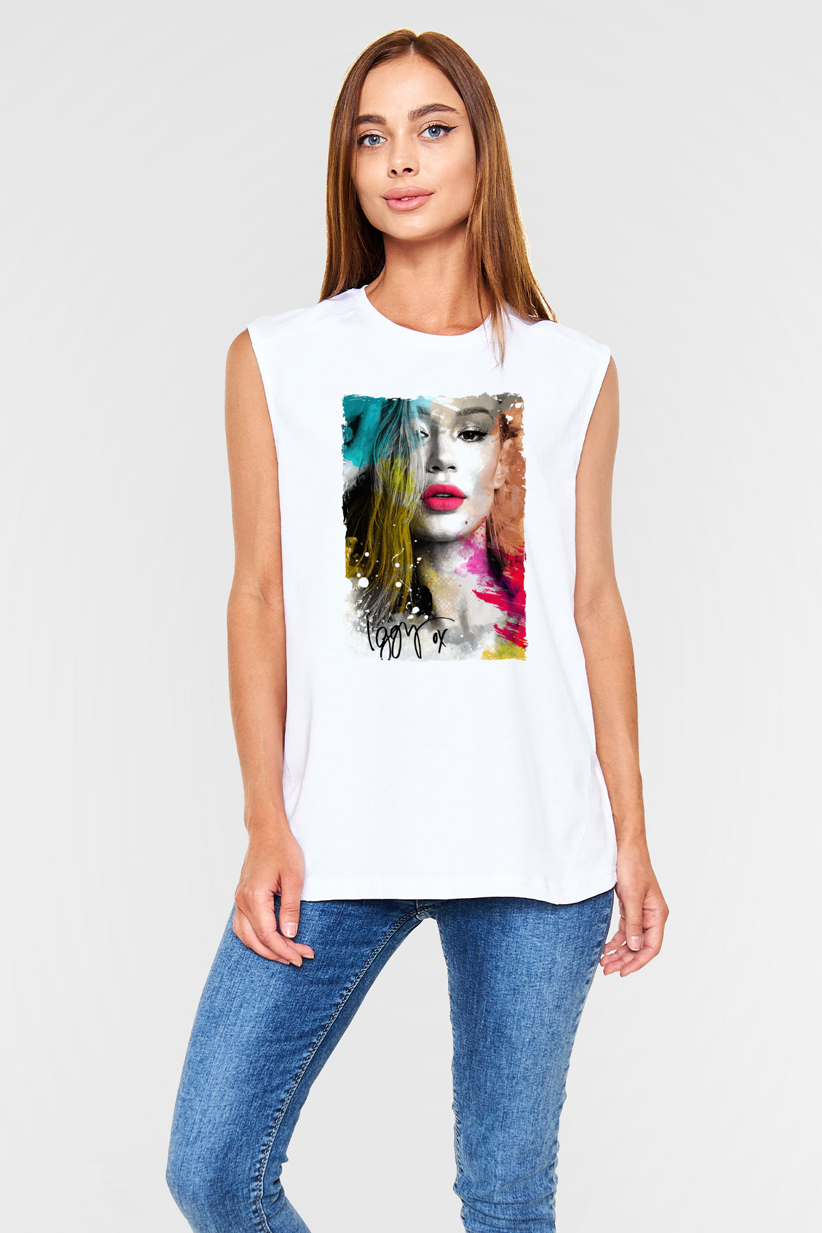 Iggy Azalea Beyaz Unisex Kolsuz Tişört