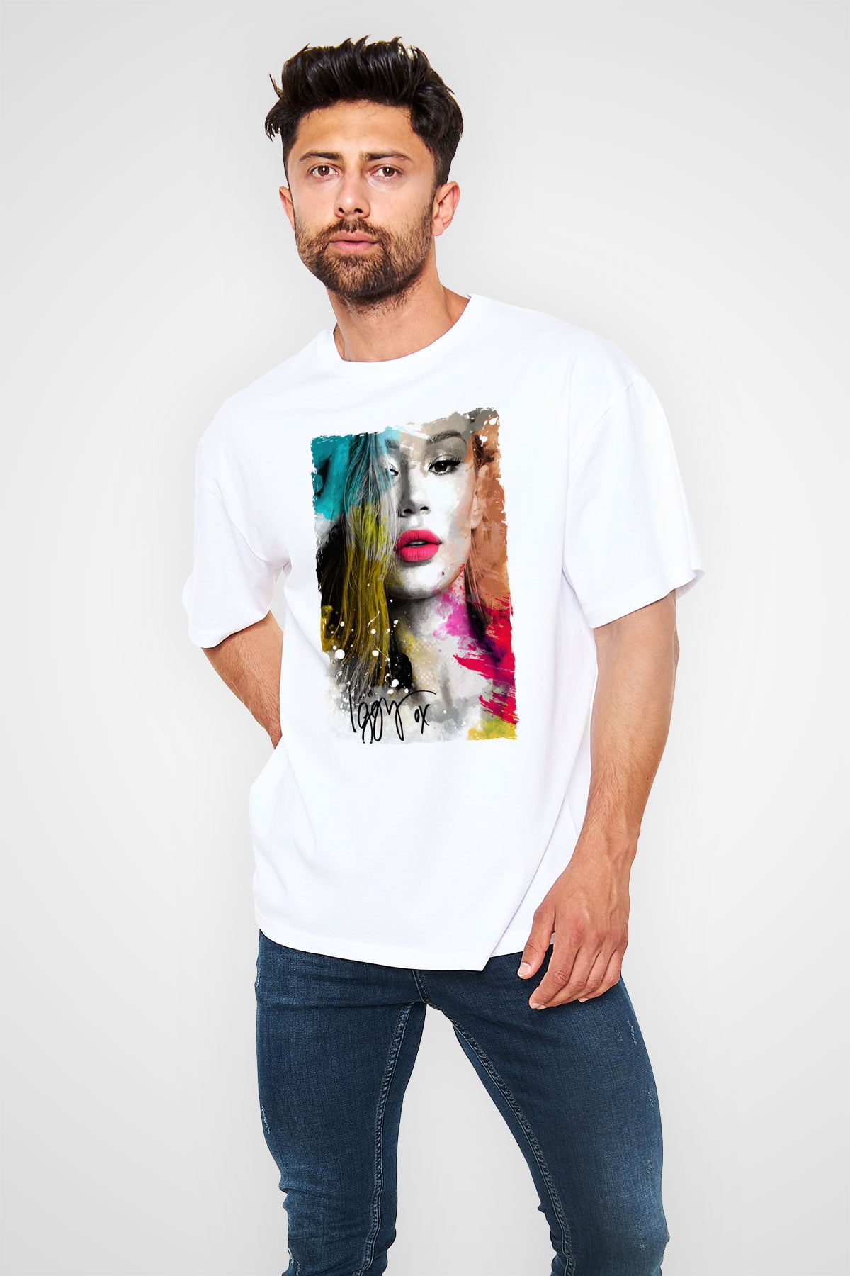 Iggy Azalea Beyaz Oversize Tişört Oversize T-shirt - TişörtFabrikası
