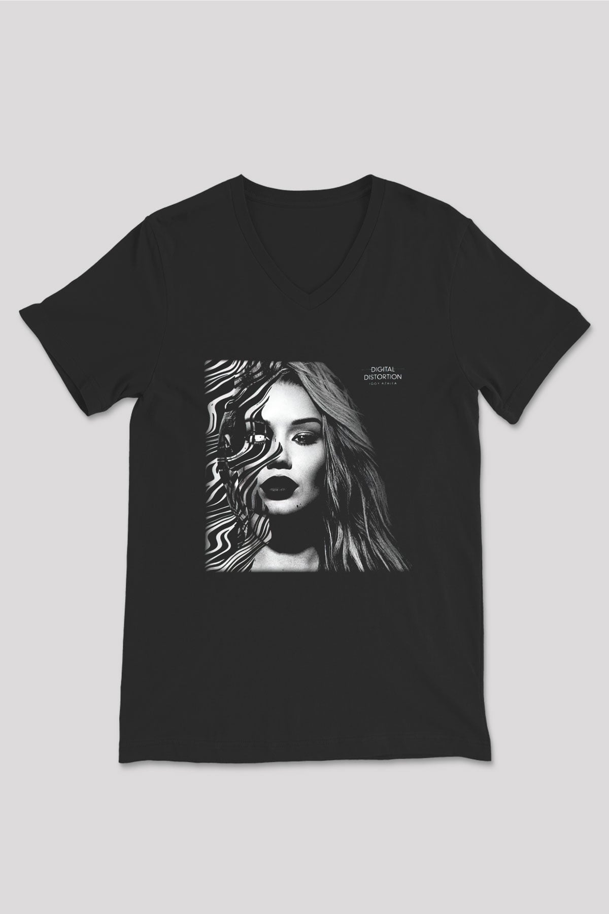 Iggy Azalea Siyah Unisex V Yaka Tişört T-Shirt
