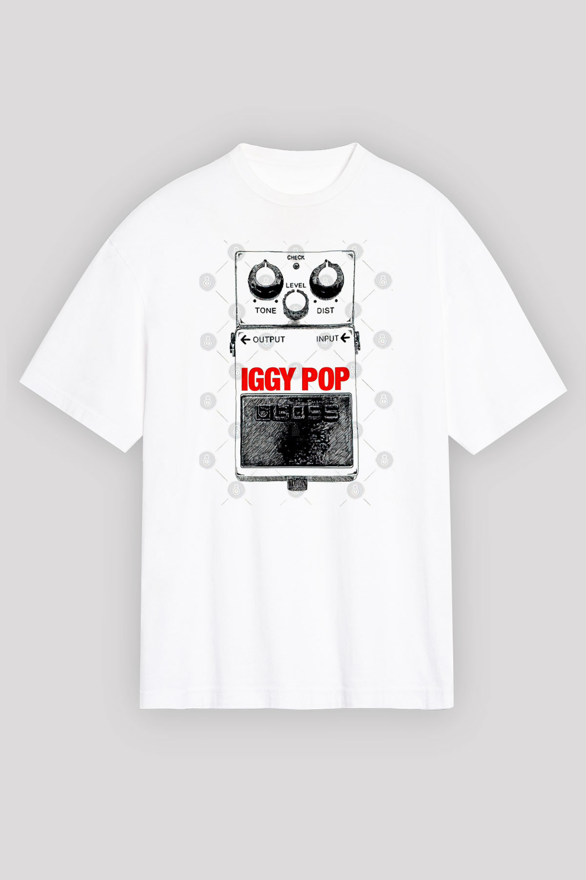 Iggy Pop Baskılı Beyaz Unisex Oversize Tişört - Tshirt