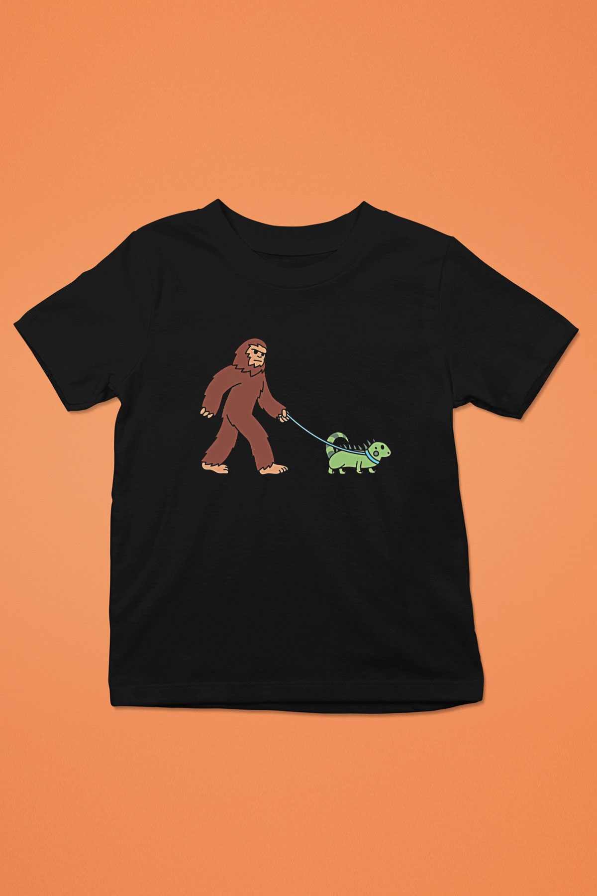 İguana Baskılı Unisex Siyah Çocuk Tişört - Tshirt