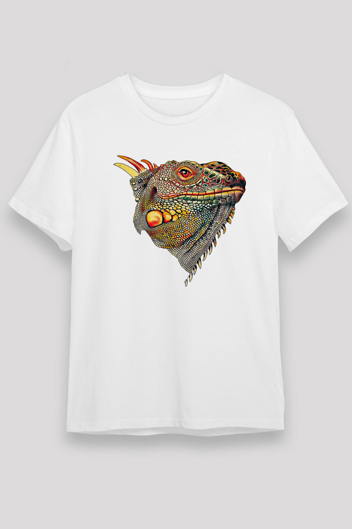 İguana Unisex Baskılı Beyaz Tişört - Tshirt