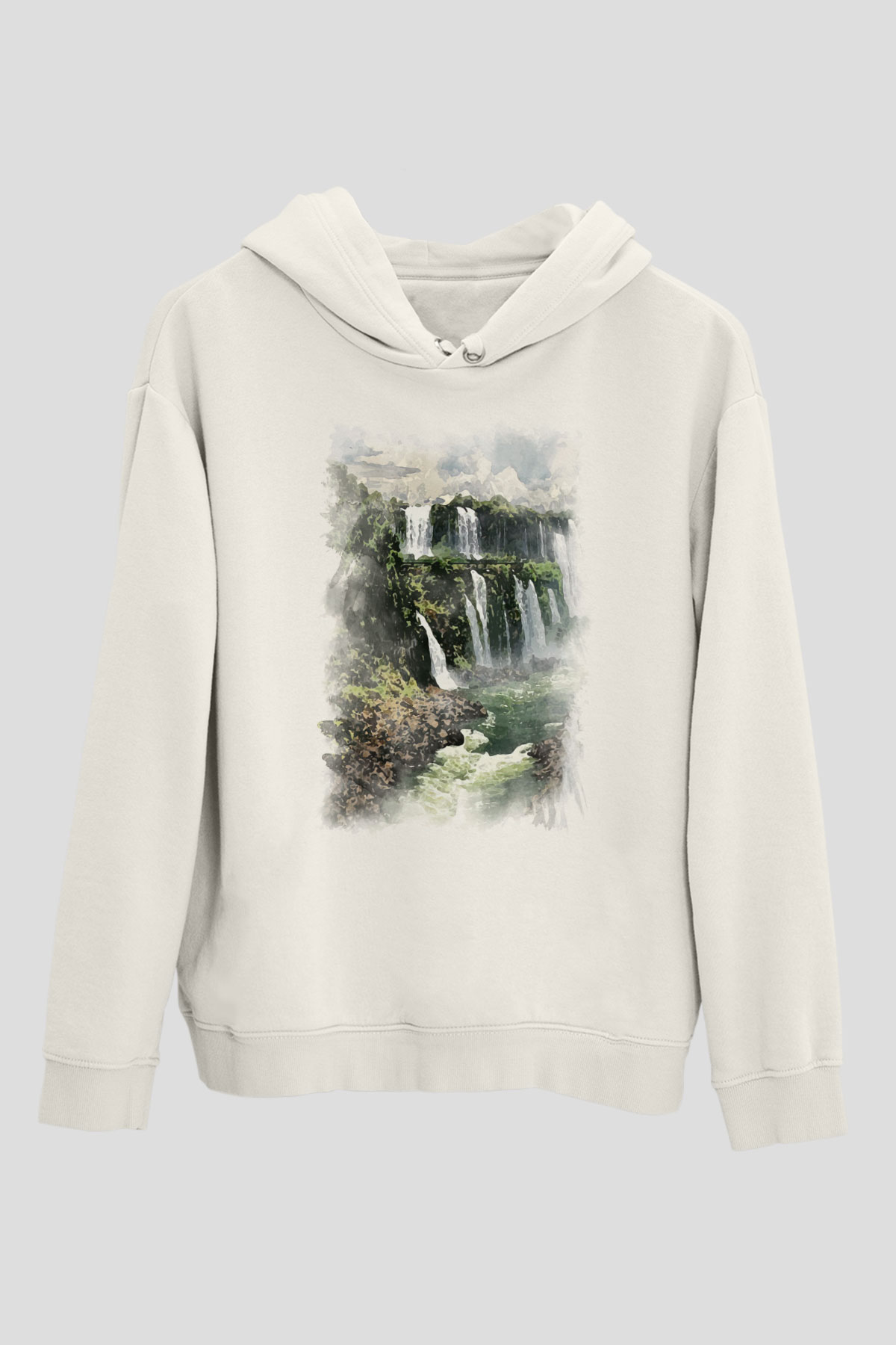 Iguazu Şelalesi Beyaz Unisex Hoodie
