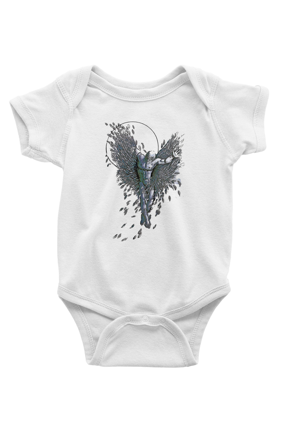 İkarus Baskılı Beyaz Unisex Bebek Body - Zıbın