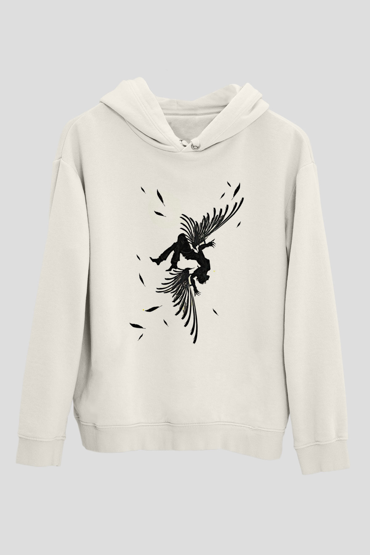 İkarus Baskılı Beyaz Unisex Hoodie