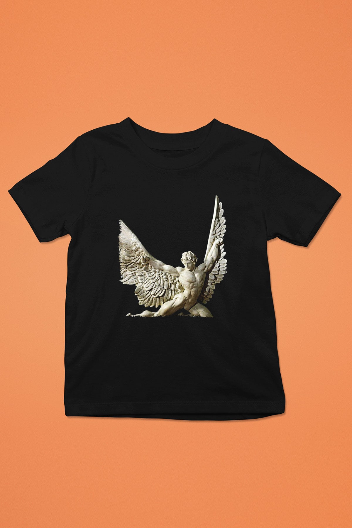 İkarus Baskılı Unisex Siyah Çocuk Tişört - Tshirt