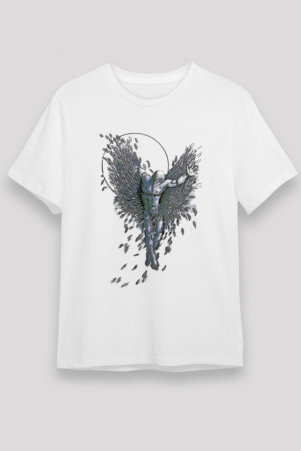 İkarus Unisex Baskılı Beyaz Tişört - Tshirt